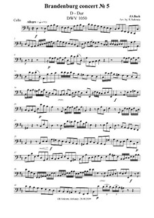 Brandenburg Concerto No.5 in D Major, BWV 1050: Arrangement for string quartet – parts by Johann Sebastian Bach