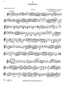 Sonatina No.1: For violin and piano – solo part by Muzio Clementi