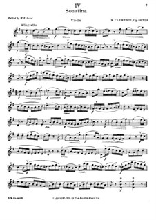 Sonatina No.2: For violin and piano – violin part by Muzio Clementi