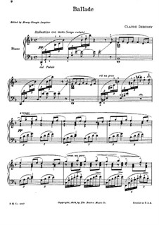 Ballade, L.70: For piano by Claude Debussy