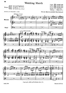 Wedding March: For organ by Felix Mendelssohn-Bartholdy