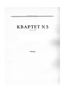 String Quartet No.5, Op.47: Full score by Nikolai Myaskovsky