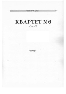 String Quartet No.6, Op.49: Full score by Nikolai Myaskovsky