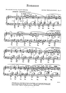 Romance for Piano, TH 127 Op.5: For a single performer by Pyotr Tchaikovsky