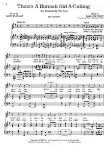 There's a Burmah Girl A-Calling: For voices and piano by Earl Burtnett