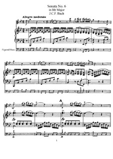 Sonata for Flute and Basso Continuo No.6 in B Flat Major: Score, solo part by Johann Christoph Friedrich Bach