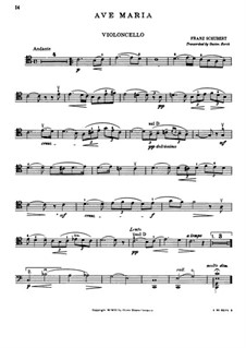 Two instruments version (with piano): For cello and piano in C Major – cello part by Franz Schubert