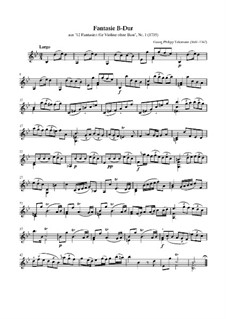 Fantasia for Violin No.1 in B Flat Major, TWV 40:14: For a single performer (High quality sheet music) by Georg Philipp Telemann