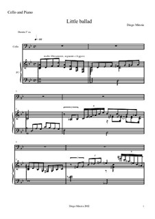 Little ballad: For cello and piano. Easy jazz – Full score + detached part by Diego Minoia