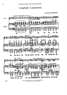 Twelve Impressions for Violin and Piano: No.1 Larghetto Lamentoso – score and solo part by Leopold Godowsky