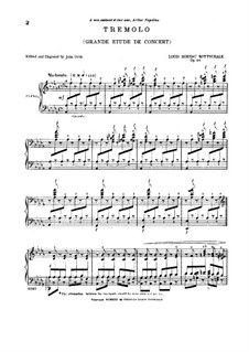 Tremolo. Grand Concert Etude, Op.58: For piano by Louis Moreau Gottschalk
