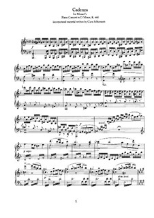 Cadenza to Movement I of Piano Concerto No.20 by Mozart: Cadenza to Movement I of Piano Concerto No.20 by Mozart by Clara Schumann