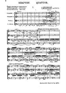 Four String Quartets, Op.33: Quartet No.3 by Nikolai Myaskovsky
