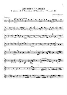 Violin Concerto No.3 in F Major 'L'autunno', RV 293: Violin I part by Antonio Vivaldi
