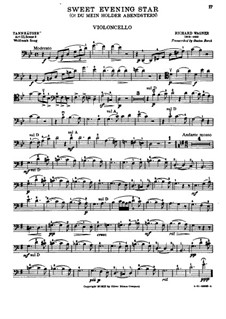 O Star of Eve: For cello and piano – solo part by Richard Wagner