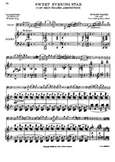 O Star of Eve: For cello and piano by Richard Wagner