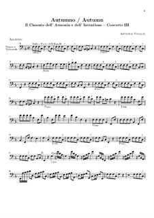 Violin Concerto No.3 in F Major 'L'autunno', RV 293: Basso continuo part by Antonio Vivaldi