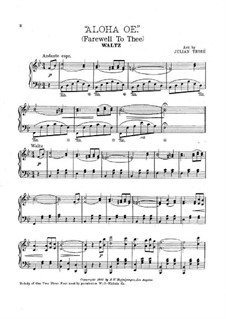Farewell to Thee: For piano (B Flat Major) by Lydia Liliuokalani