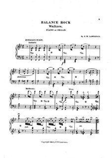 Balance Rock. Waltzes for Piano (or Organ): Balance Rock. Waltzes for Piano (or Organ) by Frank W. Lawrence