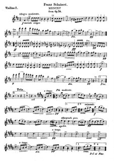 Sonata for Piano No.18 in G Major, D.894 Op.78: Movement III. Minuet, for string quartet by Franz Schubert