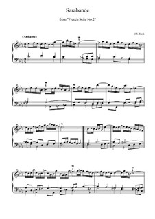 Suite No.2 in C Minor, BWV 813: Sarabande. Arrangement for piano by Johann Sebastian Bach