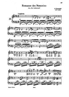 L'elisir d'amore (The Elixir of Love): Act II, Romance Nemorino 'Una furtiva lagrima', for piano by Gaetano Donizetti