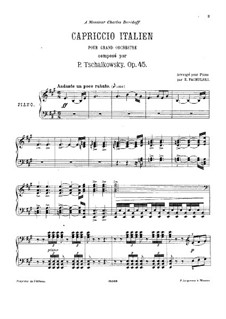 Italian Capriccio, TH 47 Op.45 by P. Tchaikovsky - sheet music on