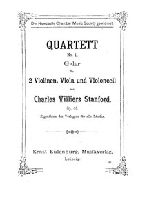 String Quartet No.1 in G Major, Op.44: Full score by Charles Villiers Stanford