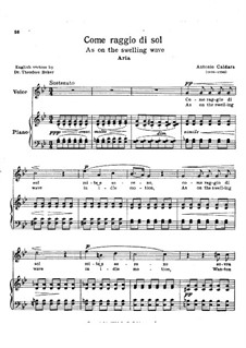 Come raggio di sol: Piano-vocal score by Antonio Caldara