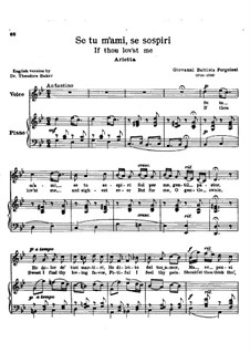 Se tu m'ami, se sospiri: Piano-vocal score (G Minor) by Giovanni Battista Pergolesi