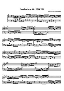 Prelude and Fugue No.11 in F Major, BWV 856: For keyboard by Johann Sebastian Bach