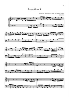 No.1 in C Major, BWV 772: For keyboard (high quality sheet music) by Johann Sebastian Bach