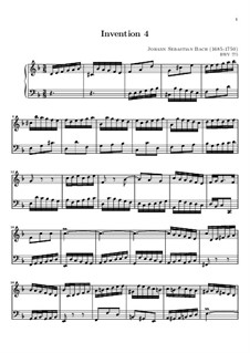 No.4 in D Minor, BWV 775: For keyboard (high quality sheet music) by Johann Sebastian Bach