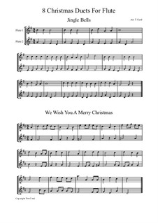 Eight Chrismas Duos or Trios: Duos for two flutes by Felix Mendelssohn-Bartholdy, Franz Xaver Gruber, Lewis Henry Redner, James Lord Pierpont, Unknown (works before 1850)