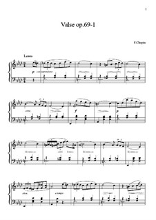 Waltzes, Op. posth.69: No.1 in A Flat Major (high quality sheet music) by Frédéric Chopin