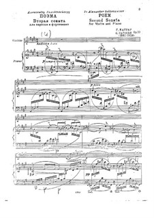 Poem. Sonata No.2 for Violin and Piano, Op.20: Poem. Sonata No.2 for Violin and Piano by Georgy Catoire