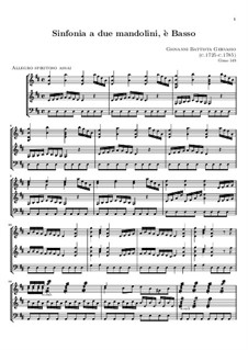 Sonata for Two Mandolins and Basso Continuo in D Major: Full score by Giovanni Battista Gervasio