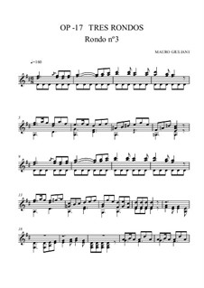 Three Rondos for Guitar, Op.17: Rondo No.3 by Mauro Giuliani