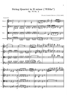 String Quartet No.61 in D Minor 'Quinten', Hob.III/76 Op.76 No.2: Full score by Joseph Haydn