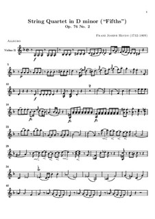 String Quartet No.61 in D Minor 'Quinten', Hob.III/76 Op.76 No.2: Violin II part by Joseph Haydn