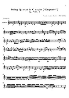 String Quartet No.62 in C Major 'Emperor', Hob.III/77 Op.76 No.3: Violin II part by Joseph Haydn