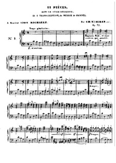 Eleven Pieces in Religious Style and Transcription on 'Messiah' by Handel, Op.72: Complete set by Charles-Valentin Alkan
