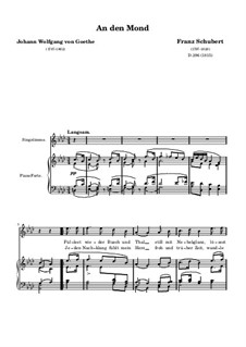 An den Mond (To the Moon), D.296: Piano-vocal score by Franz Schubert