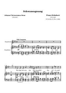 Schwanengesang (Swan Song) for Voice and Piano, D.744 Op.23 No.3: Piano-vocal score by Franz Schubert
