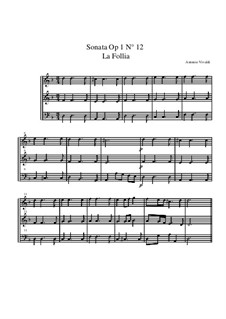 Trio Sonata No.1 in D Minor, RV 63 Op.1: Full score by Antonio Vivaldi