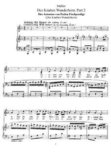 Des Knaben Wunderhorn (The Youth's Magic Horn): For voice and piano (part II, No.6-14) by Gustav Mahler