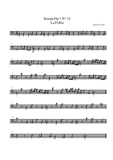 Trio Sonata No.1 in D Minor, RV 63 Op.1: Basso continuo part by Antonio Vivaldi