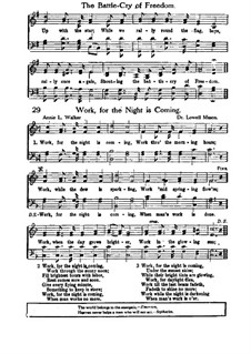 Work, for the Night is Coming: For choir by Lowell Mason