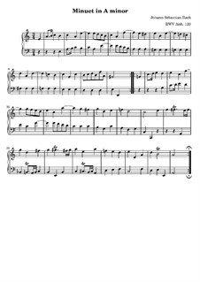 No.14 Minuet in A Minor, BWV Anh.120: For keyboard by Johann Sebastian Bach