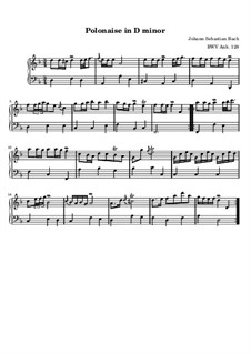 No.24 Polonaise in D Minor, BWV Anh.128: Keyboard by Johann Sebastian Bach